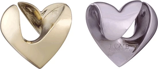 Hanayama Huzzle Breinbreker Hart Level 1 Zink Goud/zilver 2-delig 6 Hanayama Huzzle Breinbreker Hart Level 1 Zink Goud/zilver 2-delig - Afbeelding 6