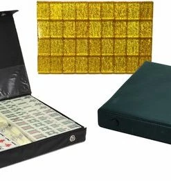 HOT Games Mahjong Spel - Stenen Wit/Goud, Zwart Vinyl Koffer -spellen-voor-volwassenen Winkel 550x261