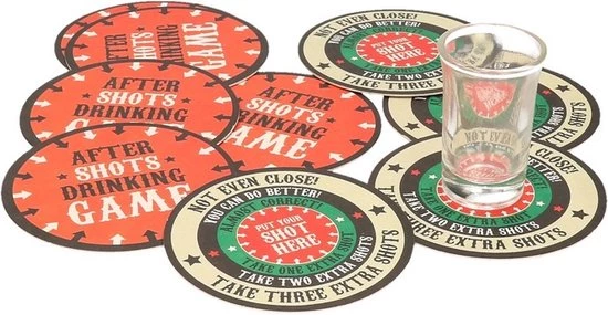 Bellatio Decorations Drankspel After Shots Op Bierviltje 10x - Plaats Je Shotglas In De Bullseye - Drink/drankspellen - Studentenspellen 1 Bellatio Decorations Drankspel After Shots Op Bierviltje 10x - Plaats Je Shotglas In De Bullseye - Drink/drankspellen - Studentenspellen