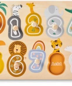 Blokker - Cijfer Puzzel - Hout - 11-delig - 23x30 Cm - Thema: Dieren - Meerkleurig