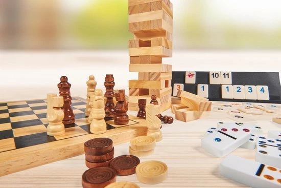 Noris Schaak- En Damspel Junior Hout Bruin/wit/zwart 2-delig 2 Noris Schaak- En Damspel Junior Hout Bruin/wit/zwart 2-delig - Afbeelding 2