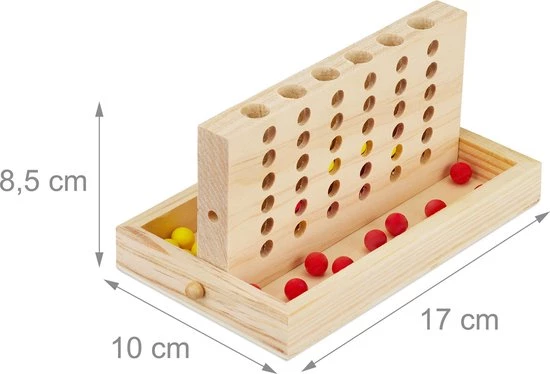 Relaxdays 4 Op Een Rij - Gezelschapsspel - Reisspel - Hout - 2 X 18 Stenen - Vier Op Een 5 Relaxdays 4 Op Een Rij - Gezelschapsspel - Reisspel - Hout - 2 X 18 Stenen - Vier Op Een - Afbeelding 5