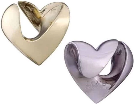 Hanayama Huzzle Breinbreker Hart Level 1 Zink Goud/zilver 2-delig 3 Hanayama Huzzle Breinbreker Hart Level 1 Zink Goud/zilver 2-delig - Afbeelding 3