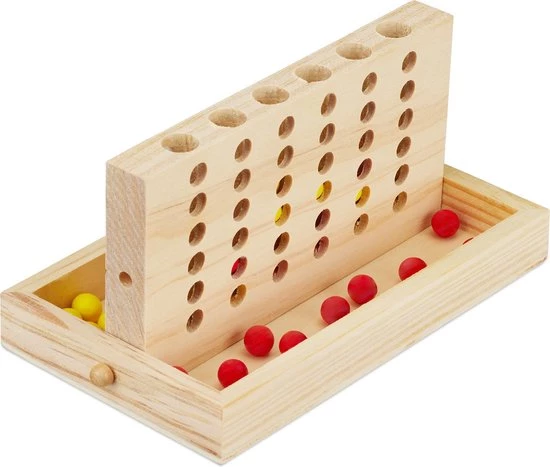 Relaxdays 4 Op Een Rij - Gezelschapsspel - Reisspel - Hout - 2 X 18 Stenen - Vier Op Een 1 Relaxdays 4 Op Een Rij - Gezelschapsspel - Reisspel - Hout - 2 X 18 Stenen - Vier Op Een