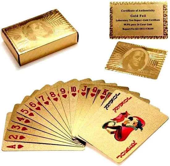 Opline Speelkaarten Waterdicht | Special Edition Pokerkaarten - Poker Kaartspel - Spel Kaarten | Goud 3 Opline Speelkaarten Waterdicht | Special Edition Pokerkaarten - Poker Kaartspel - Spel Kaarten | Goud - Afbeelding 3