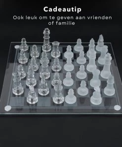 Cheqo Luxe Glazen Schaakbord - Schaakspel - Schaakbord Glas - Schaakset - Inclusief 32 Schaakstukken - 25x25 Cm -spellen-voor-volwassenen Winkel 550x550 308