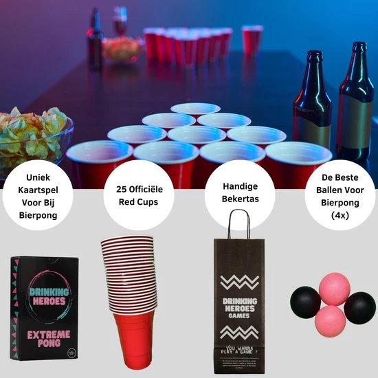 Drinking Heroes Extreme Beerpong INCLUSIEF Kaartspel | Beerpong Is Het Drankspel | Red Cups | 18+ | Verjaardag Cadeau 2 Drinking Heroes Extreme Beerpong INCLUSIEF Kaartspel | Beerpong Is Het Drankspel | Red Cups | 18+ | Verjaardag Cadeau - Afbeelding 2
