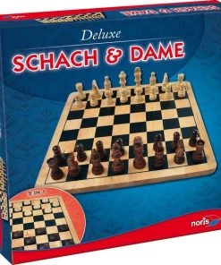 Noris Schaak- En Damspel Junior Hout Bruin/wit/zwart 2-delig