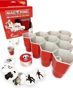 Mad Party Games MadPong - Beer Pong - Bier Pong Spel - Drankspel - Drankspellen - Do Or Shot - Red Cups - Shot Cups - Gezelschapsspel Voor Volwassenen