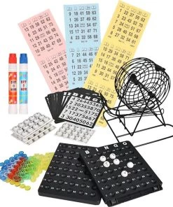 Merkloos Bingo Spel Zwart/wit Complete Set 19 Cm Nummers 1-75 Met Molen, 168x Bingokaarten En 2x Stiften- Bingospel - Bingo Spellen - Bingomolen Met Bingokaarten - Bingo Spelen