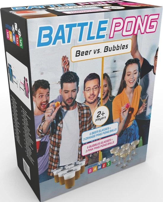 Lifetime Games Battle Pong / Beer VS Bubbels / Complete Set Wijn - Beer Pong / Bier Pong /drank Spel / Slag Pong / 18 Delig 1 Lifetime Games Battle Pong / Beer VS Bubbels / Complete Set Wijn - Beer Pong / Bier Pong /drank Spel / Slag Pong / 18 Delig