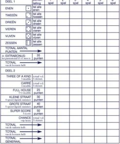Haza 2x Scoreblokken Yahtzee 250 Vellen - Scoreblok - Dobbelspellen - Familiespelletjes - Yahtzee Score Notitieblok 2 Stuks